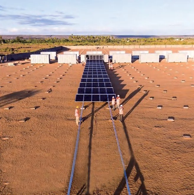 Solar panels at a remote dry site