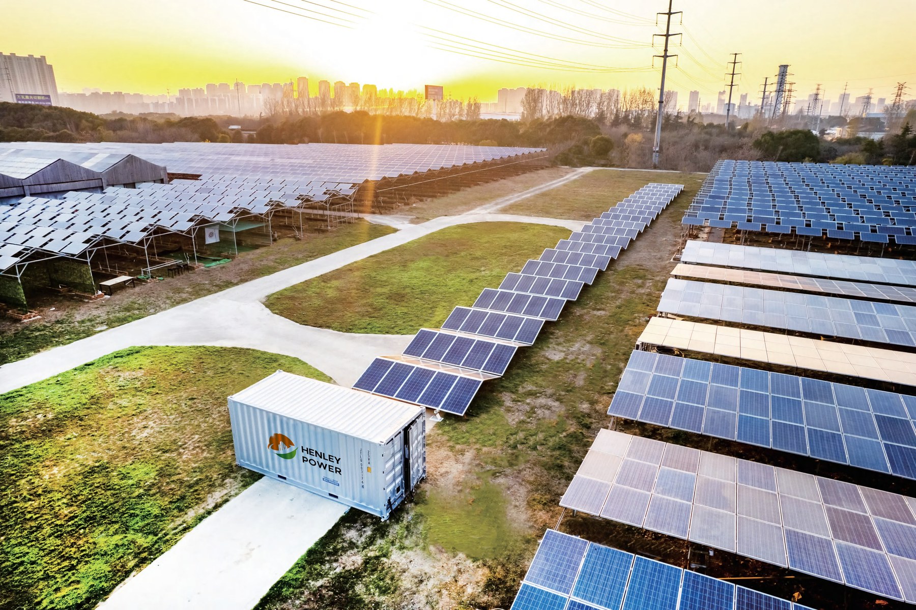 Solar power container connected to a deployed solar array
